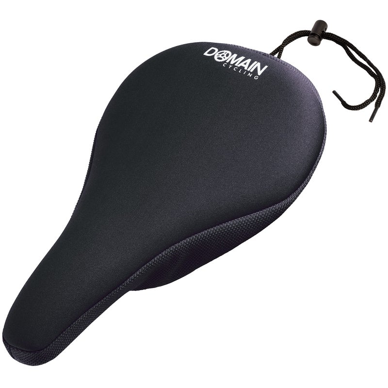 Domain Cycling Gel Bike Seat Cushion- Secure Peloton Fit for Smooth Stable Rides- Non-Slip for Exercise Bikes, Padded Bike Cushion Seat Cover for Men or Women Comfort (Black) - Image 1